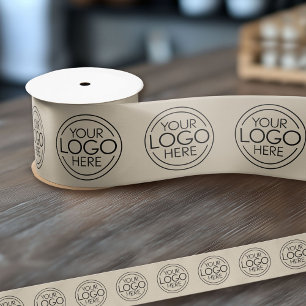 Add Logo for Business Branding Taupe Satin Ribbon