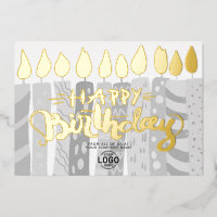 Add Logo Fun Grey Candles Corporate Happy Birthday