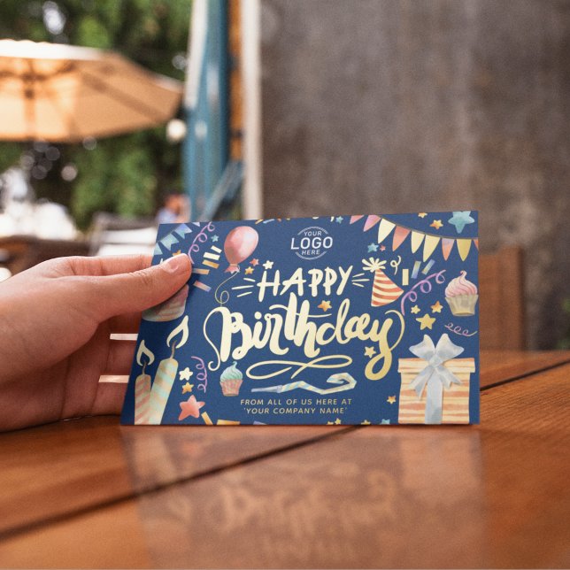 Add Logo Fun Party Navy Blue Corporate Birthday (Creator Uploaded)