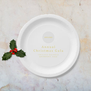 Add Logo Gold and White Paper Plate