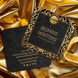 Add Logo Gold Luxury Frame Business Card