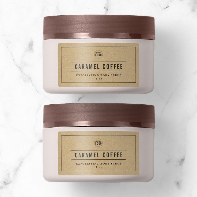 Add Logo Gray Border & Lines Kraft Product Label (Creator Uploaded)