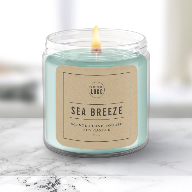 Add Logo Grey Border & Lines Kraft Square Sticker (Creator Uploaded)