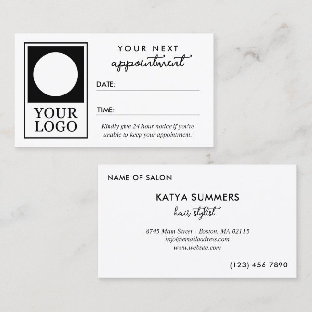 Add Logo Hair Stylist Your Next Appointment (Front/Back)