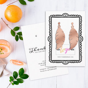 Add Logo Hand Drawn Frame Earrings Display Card 05
