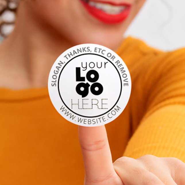 add logo here: create your own custom business classic round sticker (Creator Uploaded)