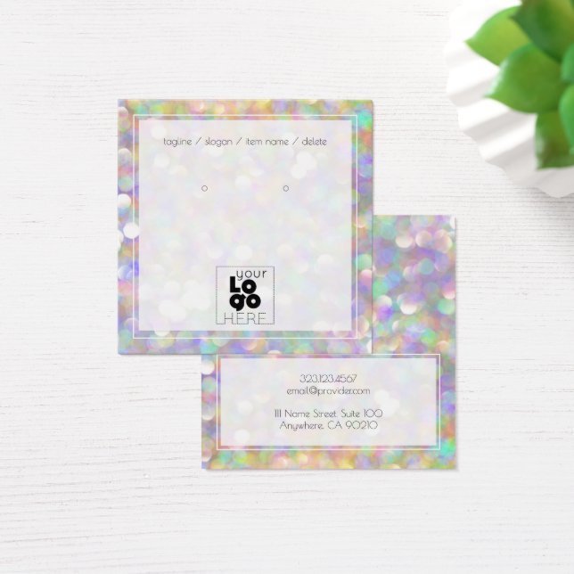 Add Logo Iridescent Abstract Earring Display Card (Desk)