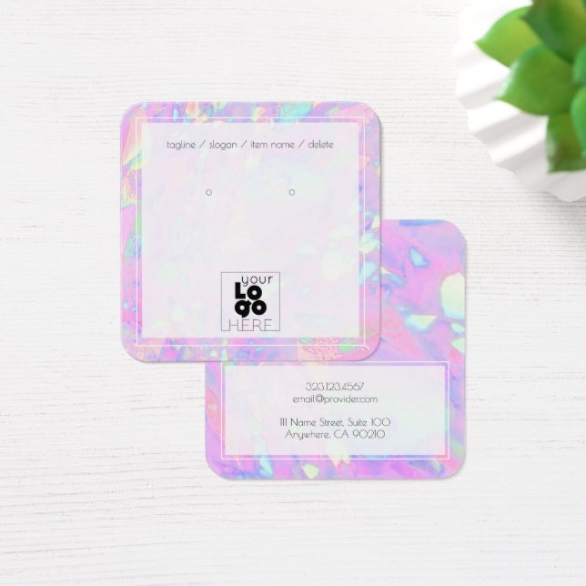 Add Logo Iridescent Opal Marble Earring Display (Desk)
