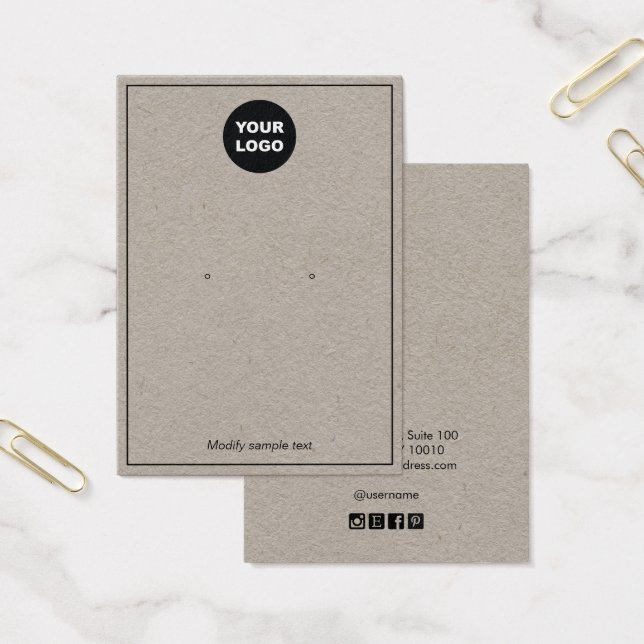 Add Logo Kraft Earring Display Card (Office)