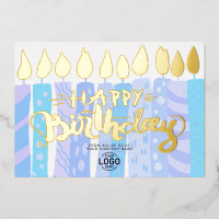 Add Logo Loose Fun Blue Candles Corporate Birthday