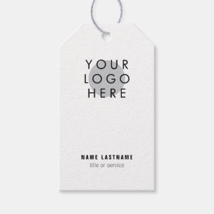 Add Logo Minimalist Black White Business Card Gift Tags