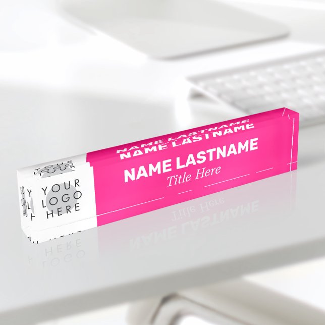 Add Logo Modern Name Title Simple Bold Bright Pink Nameplate (Creator Uploaded)