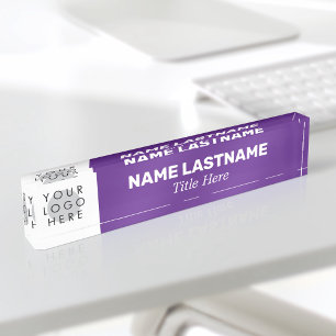Add Logo Modern Name Title Simple Purple Business Nameplate