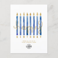 Add Logo Navy Blue Candles Business Happy Birthday