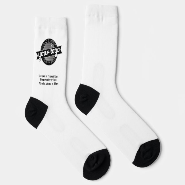 Add Logo on Calf for Business Branding on White Socks (Right)