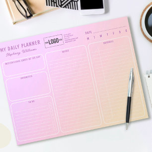 Add Logo Pastel Personalised Undated Daily Planner Notepad
