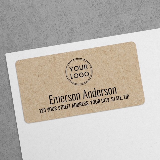 Add logo photo graphic Kraft look return address  Label (Creator Uploaded)