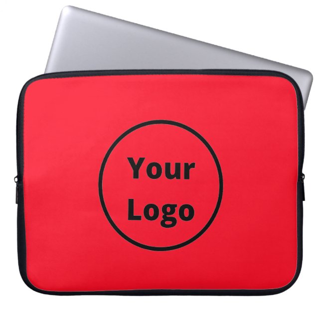 Add logo plain red laptop sleeve (Front)