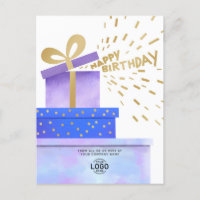 Add Logo Purple Blue Gift Boxes Business Birthday