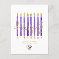Add Logo Purple Candles Business Happy Birthday