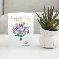 Add Logo Purple Folk Bouquet Business Birthday
