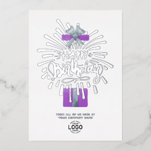 Add Logo Purple Gift Fireworks Business Birthday