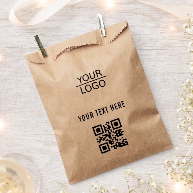 Add Logo QR Code Custom Text Promotion Kraft  Favour Bags (Clipped)
