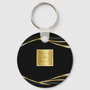 Add logo QR Code Gold and Black corporate event  Key Ring