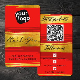 Add Logo & QR Code Modern Personalised Thank You Business Card