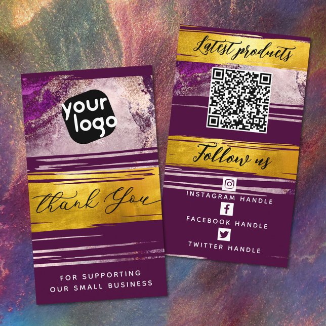   Add Logo & QR Code Modern Personalised Thank You Business Card (Creator Uploaded)
