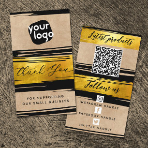 Add Logo & QR Code Modern Personalised Thank You Business Card