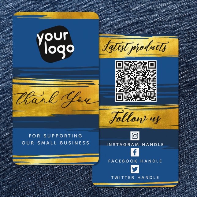   Add Logo & QR Code Modern Personalised Thank You Business Card (Creator Uploaded)