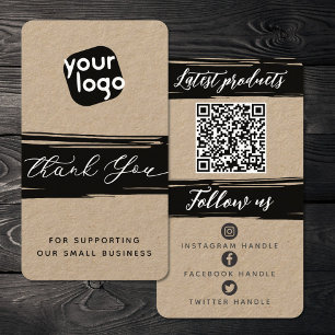   Add Logo & QR Code Modern Personalised Thank You Business Card