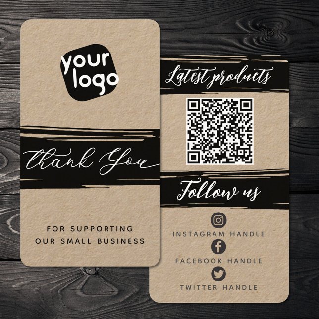   Add Logo & QR Code Modern Personalised Thank You Business Card (Creator Uploaded)