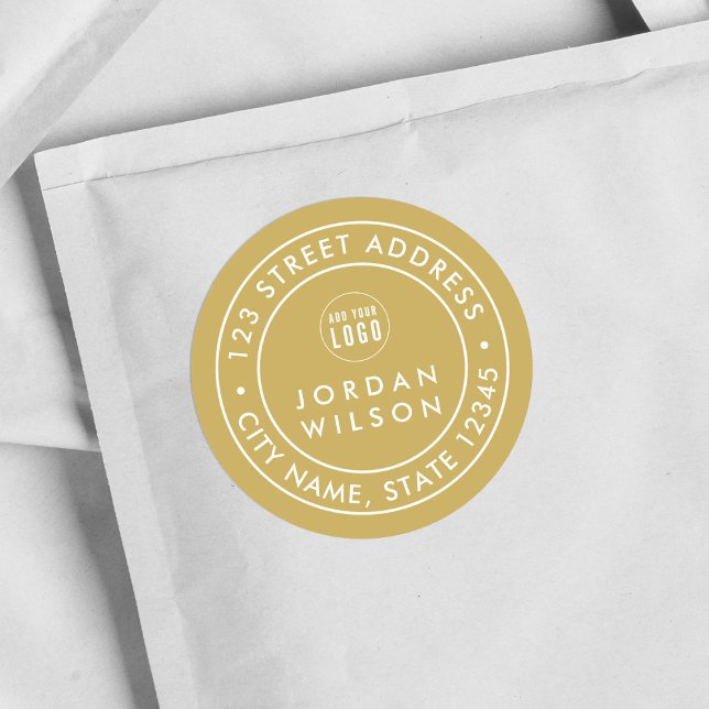 Add Logo Round Double Border Custom Colour Address Classic Round Sticker (Creator Uploaded)