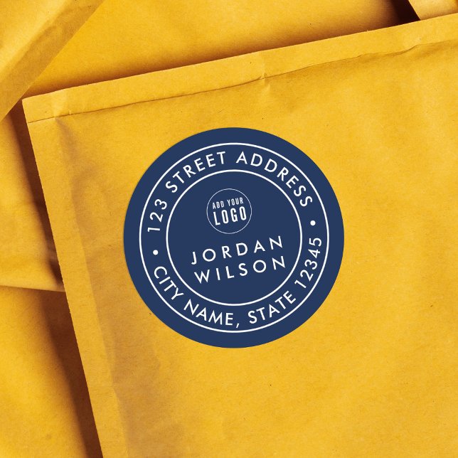 Add Logo Round Double Border Custom Colour Address Classic Round Sticker (Creator Uploaded)