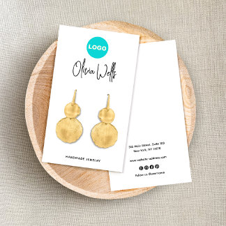 Add Logo Signature Script White Earring Jewellery Business Card
