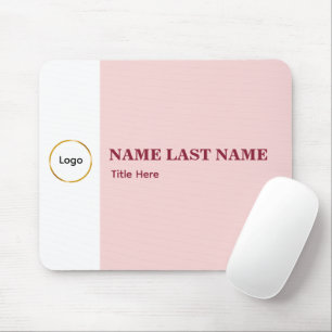 Add Logo Simple Blush Pink Name Title Mouse Pad