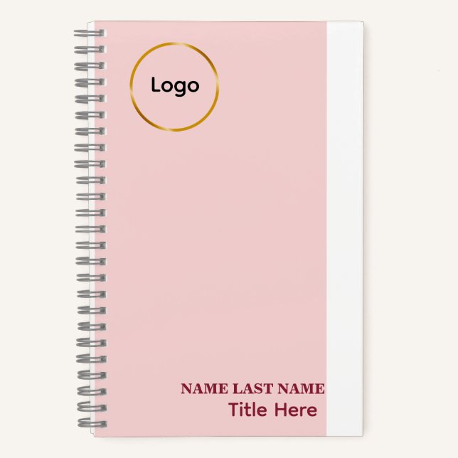 Add Logo Simple Blush Pink  Name Title Notebook (Front)