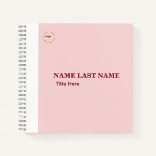 Add Logo Simple Blush Pink  Name Title Notebook
