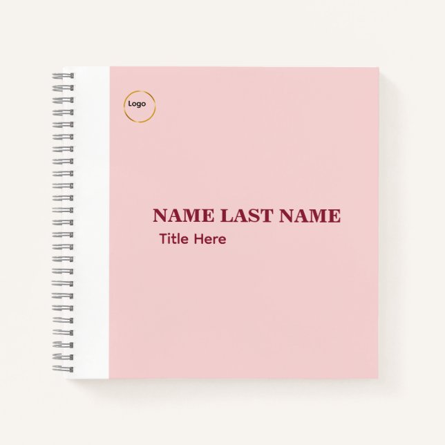 Add Logo Simple Blush Pink  Name Title Notebook (Front)