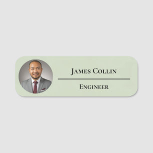 Add Logo Simple Sage Green Light Name  Tag
