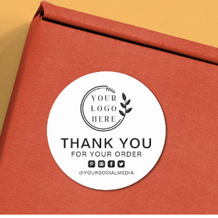 Add Logo Social Media Order Thank You Classic Round Sticker