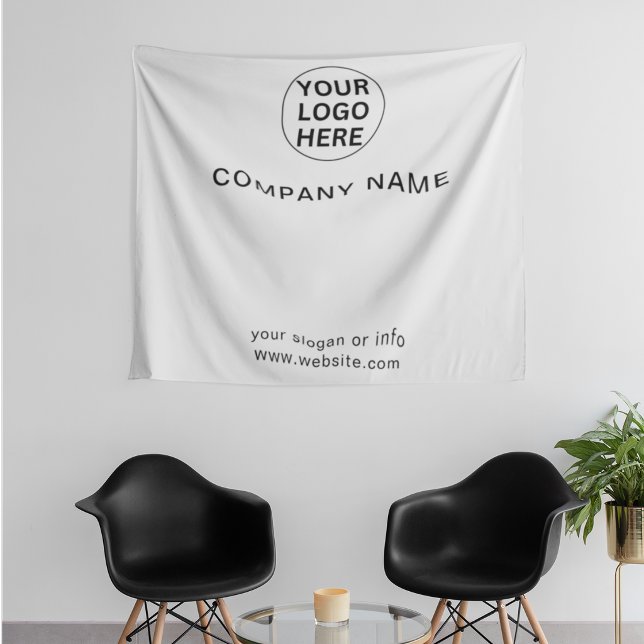 Add Logo & Text l Professional Corporate White Tapestry (Creator Uploaded)