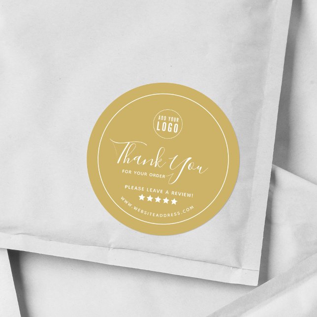 Add Logo Thank You Leave a Review Custom Colour Classic Round Sticker (Creator Uploaded)