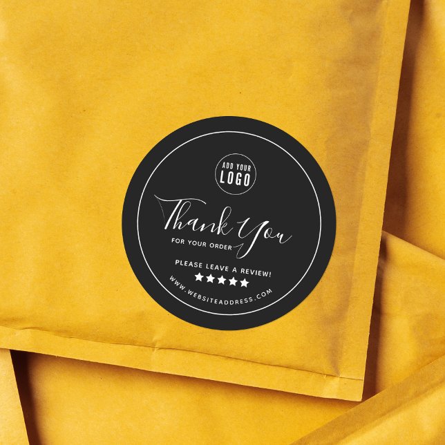 Add Logo Thank You Leave a Review Custom Colour Classic Round Sticker (Creator Uploaded)