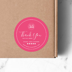Add Logo Thank You Leave a Review Custom Colour Classic Round Sticker