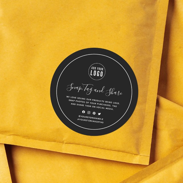 Add Logo White Border Snap and Share Custom Colour Classic Round Sticker (Creator Uploaded)