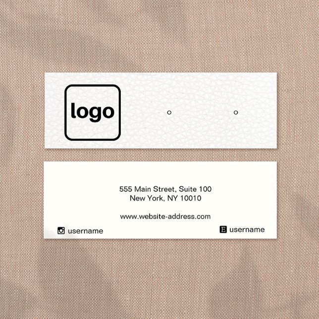 Add Logo White Leather Earring Display   Mini Business Card (Creator Uploaded)