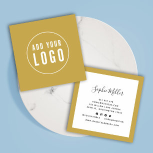 Add Logo with Editable Border Color Social Media Square Business Card